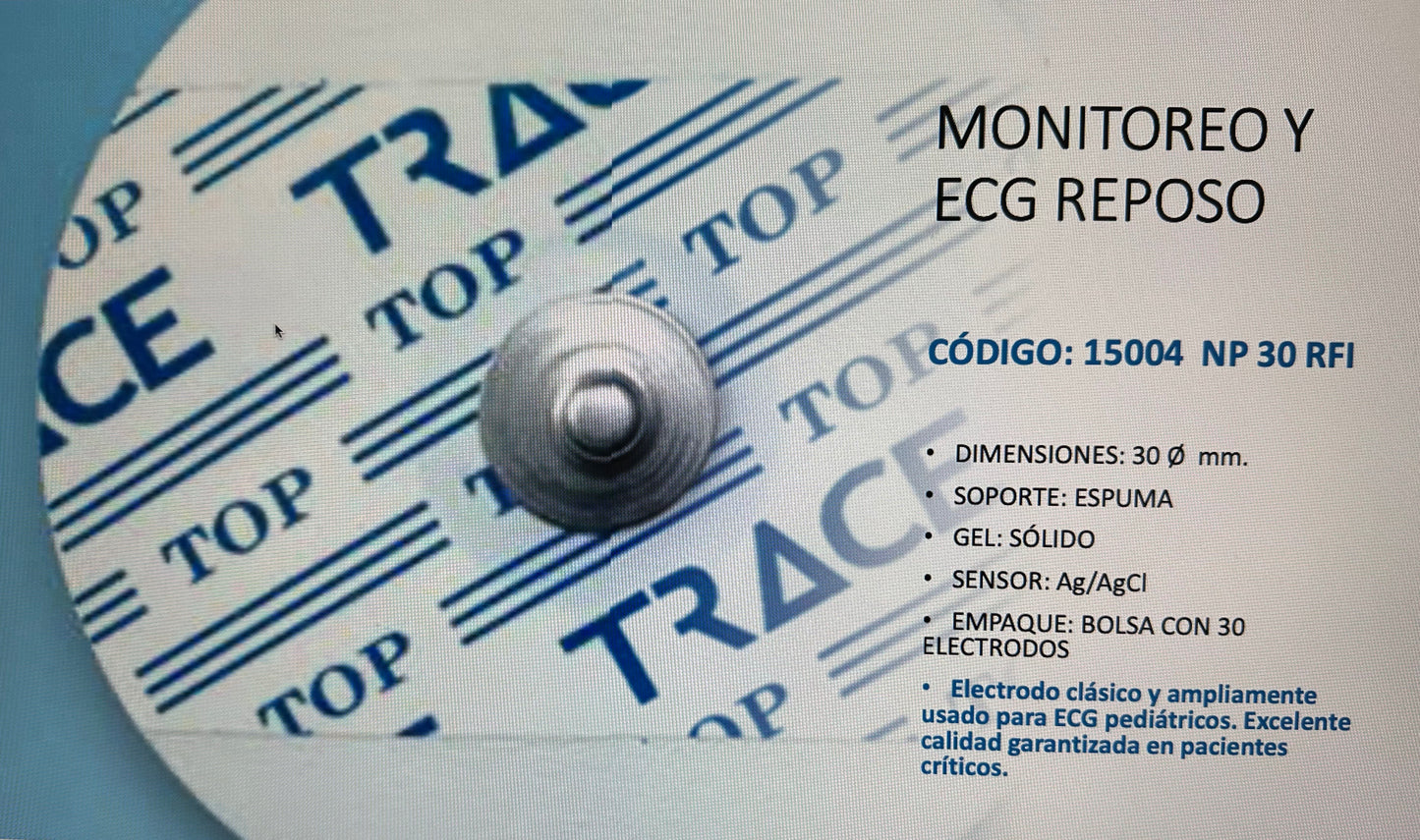 NP 30 RFI ELECTRODO PARA ECG PEDIATRICO. PRESENTACION: BOLSA CON 30 ELECTRODOS