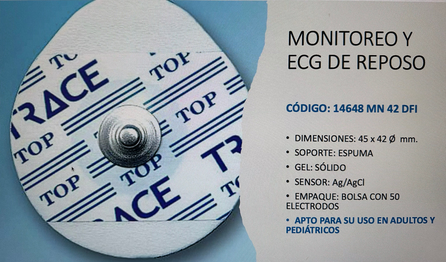 ELECTRODO DESECHABLE ECG ADULTO MEDIDA 40X45 MM