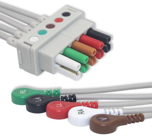 LATIGUILLO DE 5 DERIVACIONES PARA MONITOR GE-CRITIKON SERIES 8700 - DINAMAP; GE-DATEX OHMEDA AS/3, CS/3,CARDIOCAP 1, 2, 5,S/5,SATELLITE PLUS; GE-HELLIGE EAGLE 1000, Def. SCP 900, CARDIOSERV, SMC,SMS,SMK, SMU,SMV