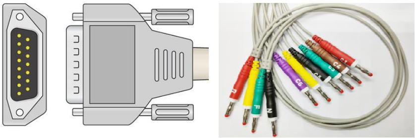 CABLE DE EKG 10 LATIGUILLOS NIHON KOHDEN: CARDIOFAX Q, 1350, 1350A, ECG-1250A, 9620, 9620L, 9010, 9020, 9022, 9110, 9130, 9132, 9110K, 9130K // CARDIOLINE: (NEW LINE) AR600adv, AR1200adv, AR1200viewBT, AR2100adv, AR2100viewBT, Del Mar Reynolds