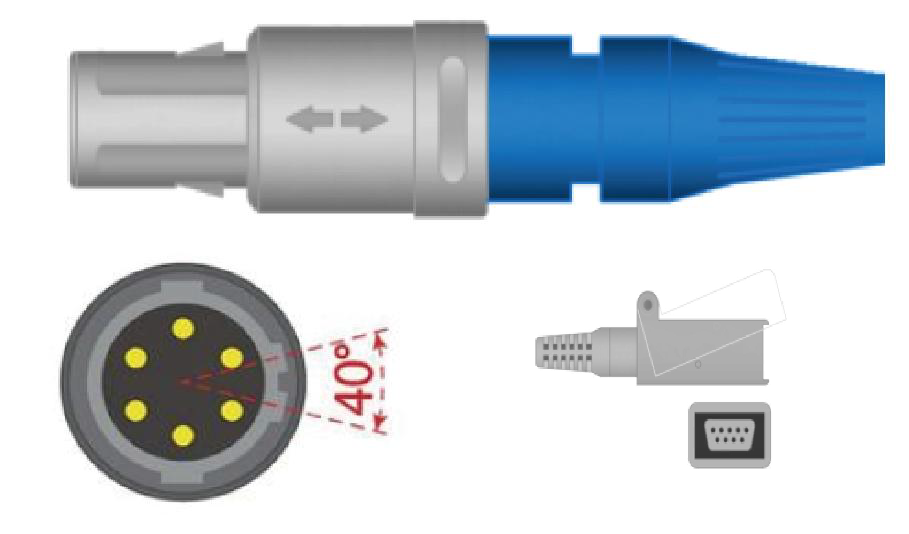 CABLE TRONCAL PARA SENSOR DE SPO2 MONITOR MINDRAY MEC1000, MEC2000, PM7000, PM8000, PM9000,  VS-800, DATASCOPE TRIO, PASSPORT V (6 PINES 40°)