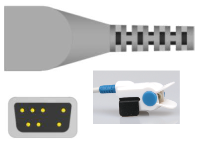 SENSOR DE SPO2 PEDIÁTRICO  DE CLIP, 1M, DB9 ( 7 PINES) NONIN 8500, 8600, 8700, 8800, 2500,  CAS MEDICAL : OSCILLOMATE 9002, 9303, 9302S REF. ORIGINAL: 8000SL