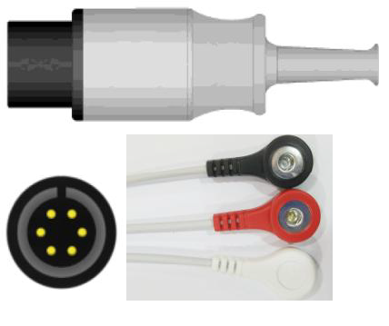 CABLE DE ECG 3 DERIVACIONES AHA SNAP  ZOLL M SERIES