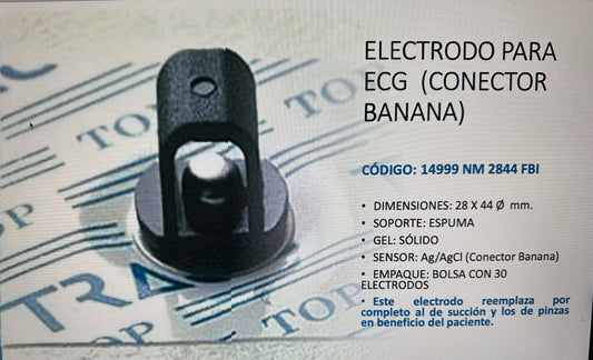 NM2844 FBI ELECTRODO PARA ECG. CONECTOR BANANA. PRESENTACION: BOLSA CON 30 ELECTRODOS