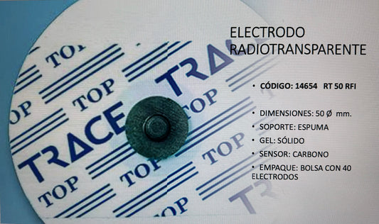 RT 50 RFI ELECTRODO RADIOTRANSPARENTE. PRESENTACION: BOLSA CON 40 ELECTRODOS.