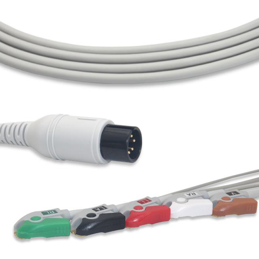 CABLE DE ECG, 5 DERIVACIONES PINZA, AHA, PARA EQUIPO BCI ADVISOR 9200, DANATECH G3D GOLDWAY, MINDRAY (CONECTOR UNIVERSAL)